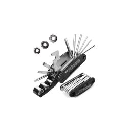 Kit de reparare bicicleta, multifunctional, 16 in 1, chei,imbus, surubelnite, levier, Negru