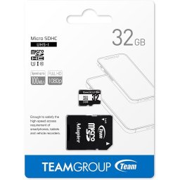 Card de memorie MicroSD si SD Team Group, 32GB, viteza de citire 100MB / s, Clasa 10, 1080p Full HD, Blister Retail