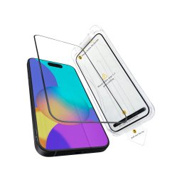 Folie de protectie pentru Apple Iphone 15 Pro, instalare usoara si rapida cu dispozitiv de potrivire automata in 30 sec, Sticla Securizata, Full Glue, Negru