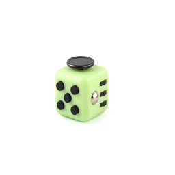 Cub antistres, fidget, verde cu butoane negre, 3x3x3 cm