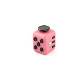 Cub antistres, fidget, roz cu butoane negre, 3x3x3 cm
