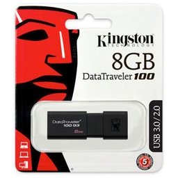 Memorie USB Kingston ,DataTraveler 100 G3 8GB, USB 3.1 / 3.0 / 2.0, Negru + Ambalaj Retail