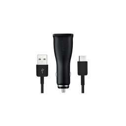 Incarcator Auto, Adaptive Fast Charge, 2xUSB, 2.0A + Cablu Type C,1.2m, Negru