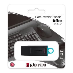 Memorie USB Kingston DataTraveler Exodia 64GB, USB 3.2, Black / Teal