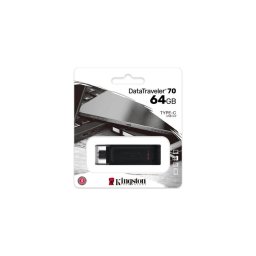 Memorie USB KINGSTON, 64Gb Datatraveler 70 Negru,Type C, USB 3.2 + Ambalaj Retail