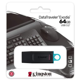 Memorie USB KINGSTON, 64Gb Datatraveler Exodia , Negru, USB 3.2 , Ambalaj Retail