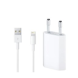 Incarcator retea USB pentru Apple iPhone 5 / 5s / 6 / 6s / 6+ / 6s+ / 7 / 7+ / 8 / 8+ / X / Xs / Xs Max / XR cu cablu lightning,1m, Alb