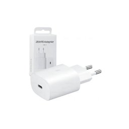 Incarcator retea Super Fast Charging pentru Samsung A54 / A52 / A52S / A53 / A23 / A33 / A70 / A80 / S20 / S20 FE / Note 20, USB C, 25W, Alb, Blister