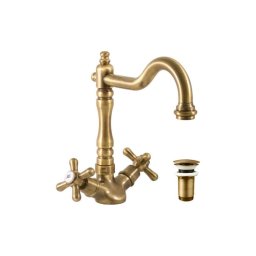 RAV Slezák MK121.0/8SM - baterie lavoar + ventil de scurgere MORAVA RETRO, finisaj alamă antichizată
