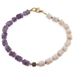 Bratara Opal si Lepidolit rondele 5mm, Ametist sfere fatetate 2mm si Hematit auriu