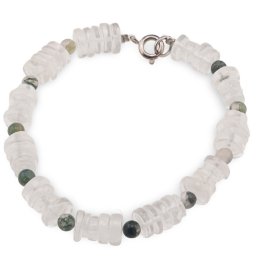 Bratara Cristal de stanca rondele 5-8mm si Agat de muschi sfere 4mm