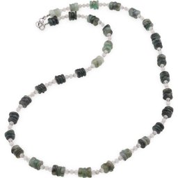 Colier Smarald rondele 6mm si Cristal de stanca sfere fatetate 3mm