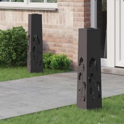Lumina LED Solara pentru Alei 2 pcs Negru Otel laminat la rece GartenMobel Dekor