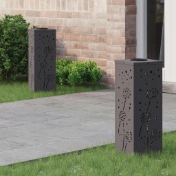 Lumina LED Solara pentru Alei 2 pcs Negru Otel laminat la rece GartenMobel Dekor