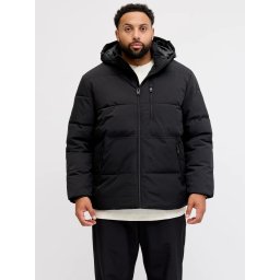 Jack & Jones Plus Geaca barbati cu gluga, 2 buzunare oblice si croiala Regular fit, Negru (SELECTATI MARIMEA: 3XL)