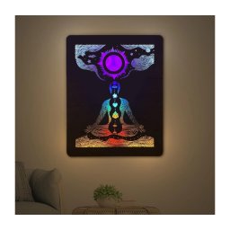 Li-Go 4421/A/4 - Decorațiune LED de perete LED/10W/5V 30000 mAh 70x90 cm stejar/chakre