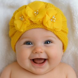 Caciulita tip turban cu floricele - Galben