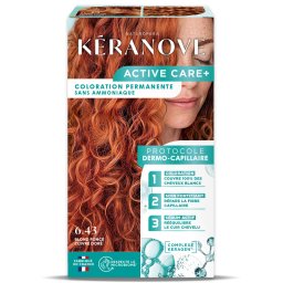 Vopsea permanenta pentru par, fara amoniac, 100% acoperire fire albe, cupru auriu Keranove