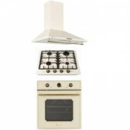 Cuptor Pachet rustic Studio Casa Amalfi, cuptor electric , plita pe gaz sai hota decorativa , gratare fonta, 270 mc / h, finisaj crem