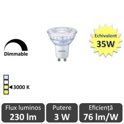 Spot LED Philips - Classic MV 3-35W GU10 Dimabil 3000K