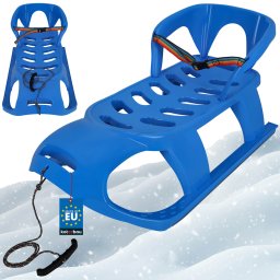 Sanie din plastic pentru copii cu spătar centuri de siguranță albastre