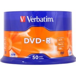 DVD-R VERBATIM 4.7GB, 120min, viteza 16x, 50 buc, Single Layer, spindle, Matt Silver 43548