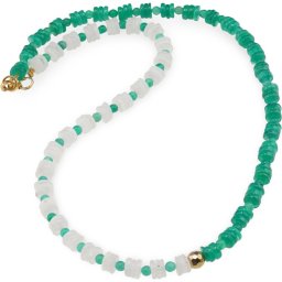 Colier Onix verde si Piatra lunii rondele 6-7mm, Onix verde sfere 4mm si Hematit auriu