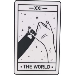 Decoratiune tip carte de tarot THE World, 20cm - alb cu negru