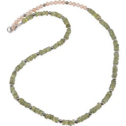 Colier Granat verde rondele 4mm, Zirconiu sfere fatetate 4mm si bumbi argintii