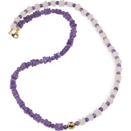 Colier Ametist si Cuart roz patratele 5mm, Ametist sfere 4mm si Hematit auriu