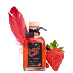 Orgie Terapie Sexy Set (ulei de masaj, pana, ghid Masaj cu Buzele) cu Aroma de Capsuni pentru Masaj cu Buzele