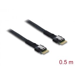 Cablu PCIe 4.0 Slim SAS SFF-8654 4i la Slim SAS SFF-8654 4i 0.5m, Delock 83016