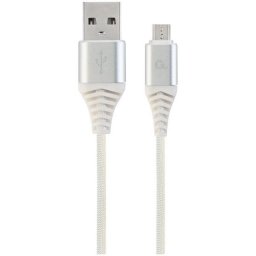 Cablu alimentare si date Gembird CC-USB2B-AMmBM-1M-BW2, USB 2.0 (T) la Micro-USB 2.0 (T), 1m, Alb