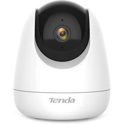 Camera de supraveghere Smart Tenda CP6, 360 grade, 2K, functie Baby Monitor, Night Vision, Detectie/urmarire inteligenta, Two-Way Audio, Alarma sonora si luminoasa, Control Vocal, Card Micro-SD/Stocare in cloud, Obturator pentru initimitate, Alb