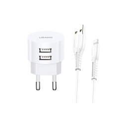 Incarcator UIsams T20 2xUSB 2,1A Lightning , alb