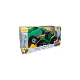 Tractor cu remorca Lena, Plastic, 90 cm, Verde / Galben
