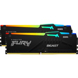 Kit dual memorie RAM Kingston FURY Beast RGB, Capacitate 16GB DDR5 (2x8 GB), Frecventa 6000 MHz, CL 30, Negru