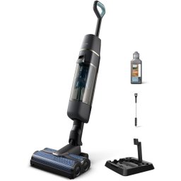 Aspirator vertical fara fir, umed si uscat Philips seria 7000, XW7110/01, 600 W, Tehnologie AquaSpin, Perii rotative de mare viteza cu auto-curatare, Sistem Aqua Diffusione, 3 moduri de curatare, Design flexibil, Statie post-curatare si de depozitare, Gri