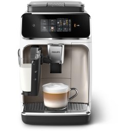 Espressor automat Philips EP2333/40 seria 2300, LatteGO, 1500 W, 15 bar, 4 tipuri de bauturi, ecran tactil intuitiv, tehnologie SilentBrew, Aplicatie HomeID, rasnita ceramica, Negru-Alb
