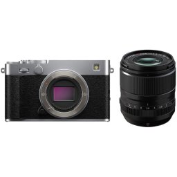 Aparat Foto Mirrorless Fujifilm X-E5, 40MP, 6K + Obiectiv XF 33mm F1.4 LM WR, Argintiu