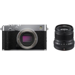 Aparat Foto Mirrorless Fujifilm X-E5, 40MP, 6K + Obiectiv XF 50mm F2.0 R WR, Argintiu