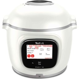 Multicooker inteligent cu gatire sub presiune Tefal Cook4me Touch Pro CY9441F2, 1600W, capacitate vas ceramic antiaderent 6L, 13 programe de gatire, Wi-Fi, cantar integrat, ecran tactil LCD, aplicatie dedicata, 250 retete preinstalate, pana la 6 persoane,