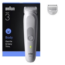 Aparat de ingrijire corporala Braun Seria 3 BG3500, +2 Accesoriu de ingrijire: 1 Pieptene, 1 Perie de curatare, Tehnologie SkinGuard, Delicat pentru zone sensibile, Autonomie 80 minute, Rezistent la apa, Gri deschis
