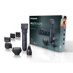 Aparat de tuns barba si parul Panasonic MultiSHAPE XSHAPE PACK 1, cap aparat de ras umed/uscat cu 3lame, cap trimmer nas/urechi/fata, acumulator Li-Ion cu autonomie 70min, quick charge 1H, cap tundere cu 58 de setari de lungime, Negru