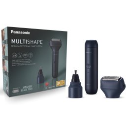 Pachet trimmer nas/urechi/fata & aparat de ras Panasonic MultiShape XSHAPE JUNIOR, 3 lame, utilizare piele umed/uscat, acumulator Li-Ion, quick charge 1H, husa transport, negru