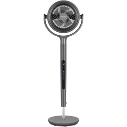 Ventilator cu picior Heinner HSF-MAT24DC-GY, 24W, compartiment aromaterapie, 5 palete, Turbo, 12 trepte viteza, motor DC, timer, display LED, control tactil, telecomanda, 3 moduri, oscilare stanga-dreapta, oscilare sus-jos, inaltime 112 cm, gri