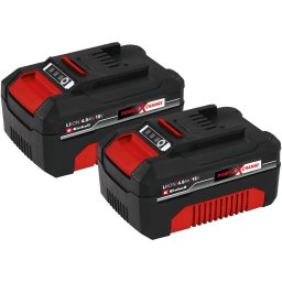 Pachet 2 acumulatori Einhell PXC-Twinpack 4511489, 18 V, 4.0 Ah 900 W putere maxima, Power X-Change, Negru-Rosu