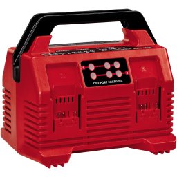 Incarcator 4 acumulatori Einhell Power X-Quattrocharger 4A Power X-Change 4512102, incarcare simultana pana la 4 acumualtori, 18 V, 4 Ah, Negru-Rosu