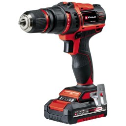 Masina de gaurit/insurubat (bormasina) pe acumulator Einhell Power X-Change TE-CD 18/45 3X-Li +22, 18 V, 1600 RPM, 45 Nm, 21 trepte de cuplu, 13 mm mandrina, acumulator 2 Ah, incarcator, Negru-Rosu