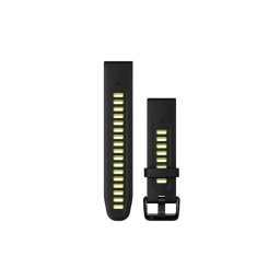 Curea ceas smartwatch Garmin, 20mm, QuickFit, Silicon, Negru-Verde lamaie